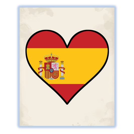 Spanish Flag Heart Flag of Spain 8"x10" Wall Art Print
