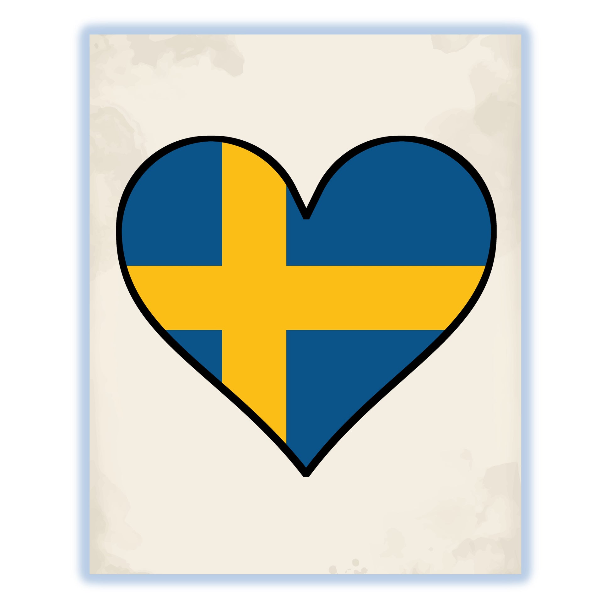 Swedish Flag Heart Flag of Sweden 8"x10" Wall Art Print