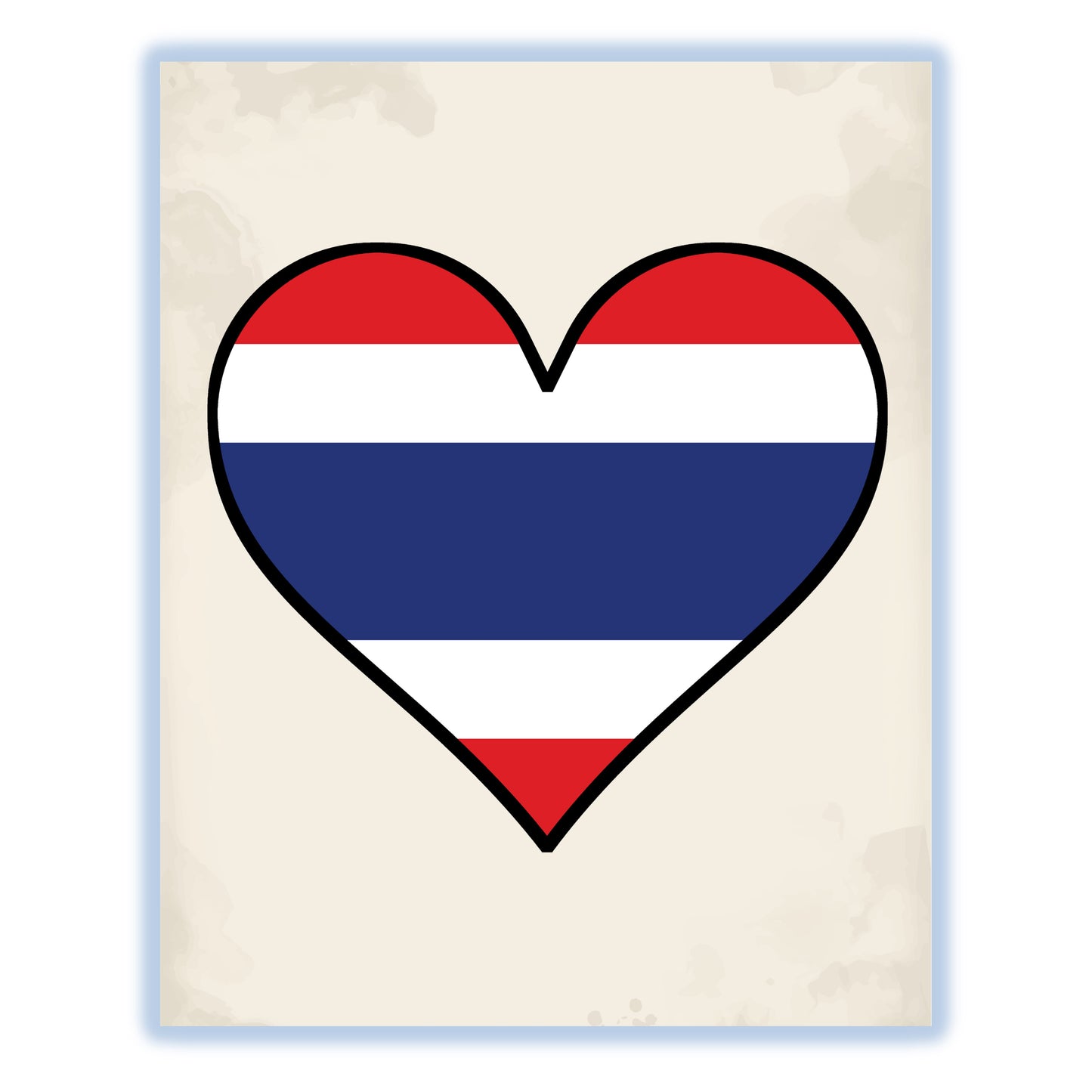 Thai Flag Heart Flag of Thailand 8"x10" Wall Art Print