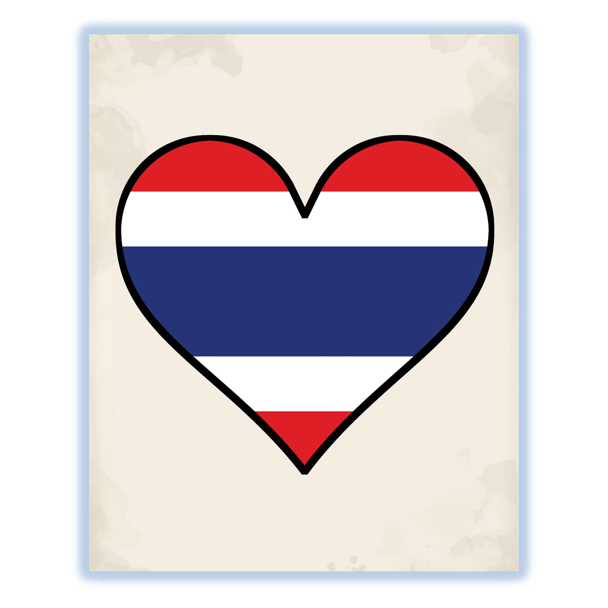 Thai Flag Heart Flag of Thailand 8"x10" Wall Art Print