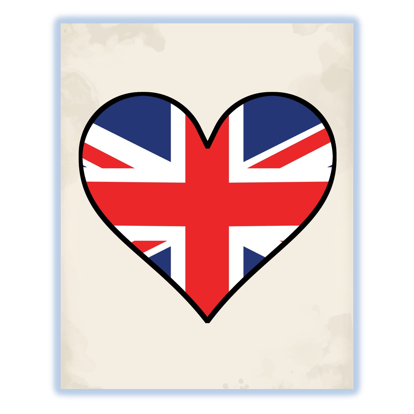 British Flag Heart Flag of United Kingdom 8"x10" Wall Art Print
