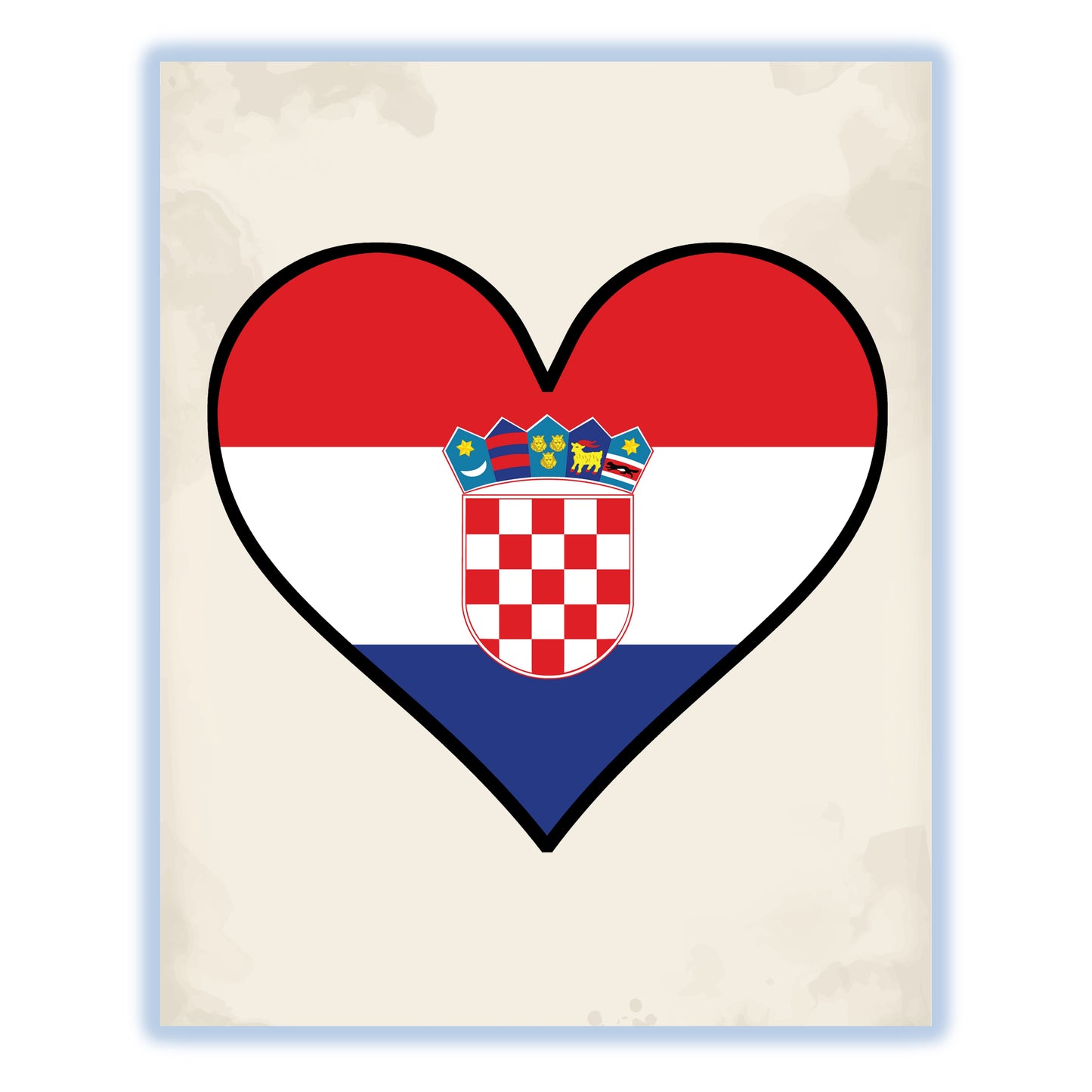 Croatian Flag Heart Flag of Croatia 8"x10" Wall Art Print
