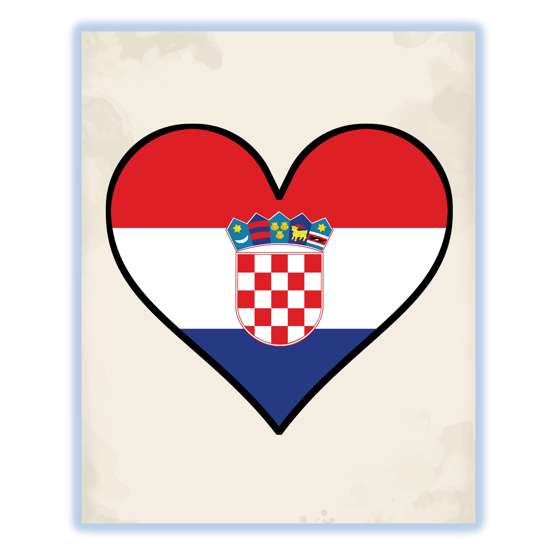 Croatian Flag Heart Flag of Croatia 8"x10" Wall Art Print