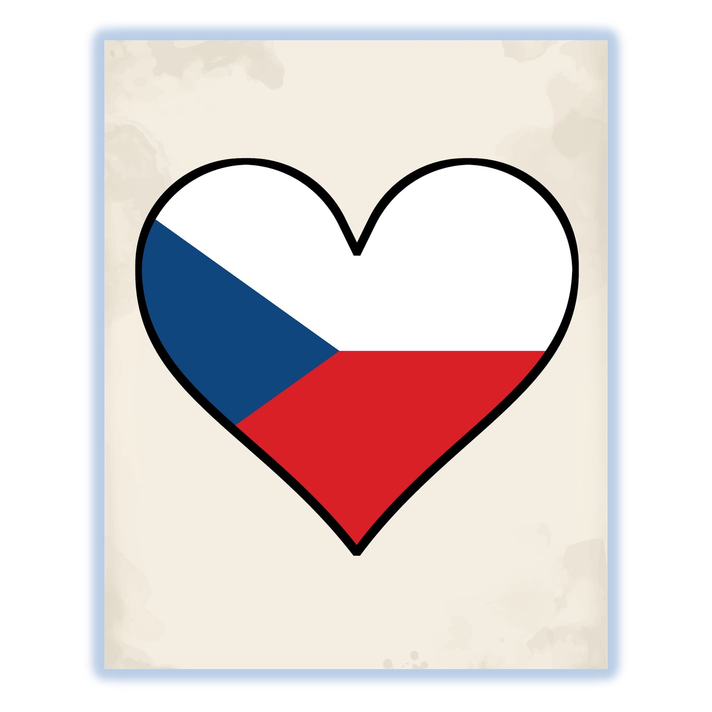 Czech Flag Heart Flag of Czech Republic 8"x10" Wall Art Print