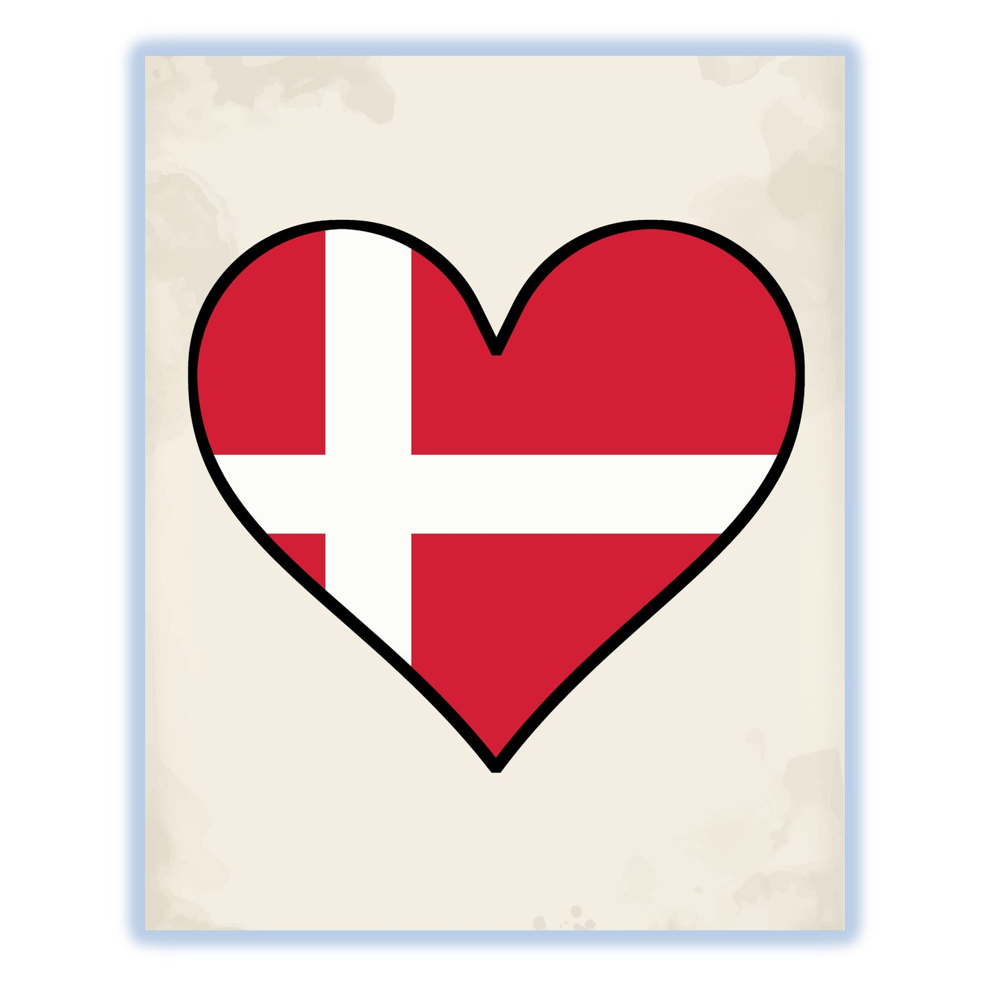 Danish Flag Heart Flag of Denmark 8"x10" Wall Art Print