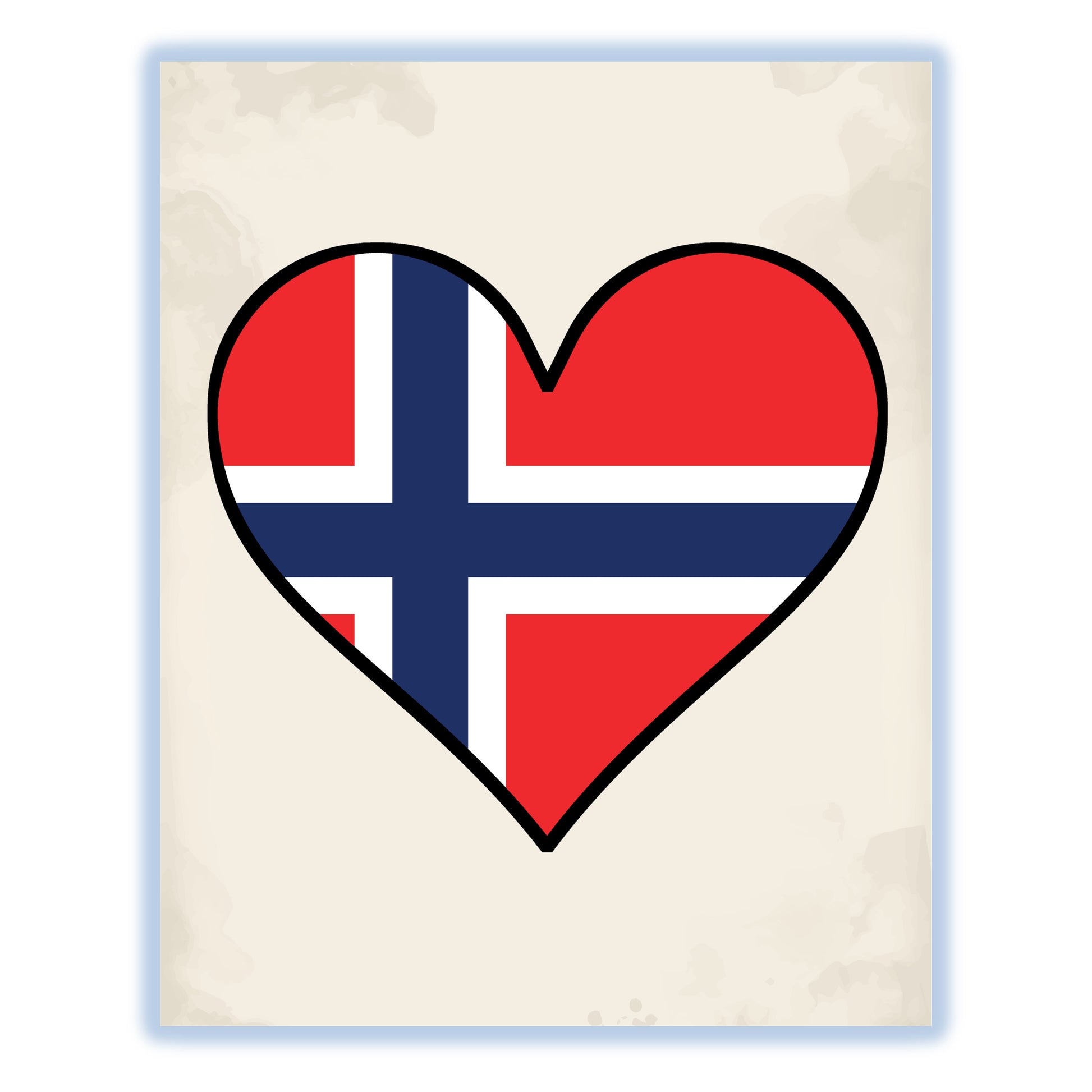 Norwegian Flag Heart Flag of Norway 8"x10" Wall Art Print