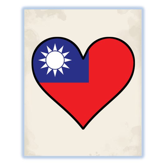Taiwanese Flag Heart Flag of Taiwan 8"x10" Wall Art Print