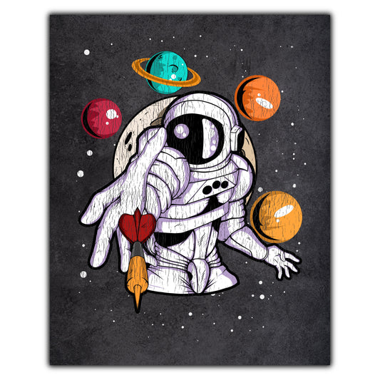 Darts Astronaut Outer Space Spaceman Distressed 8"x10" Wall Art Print