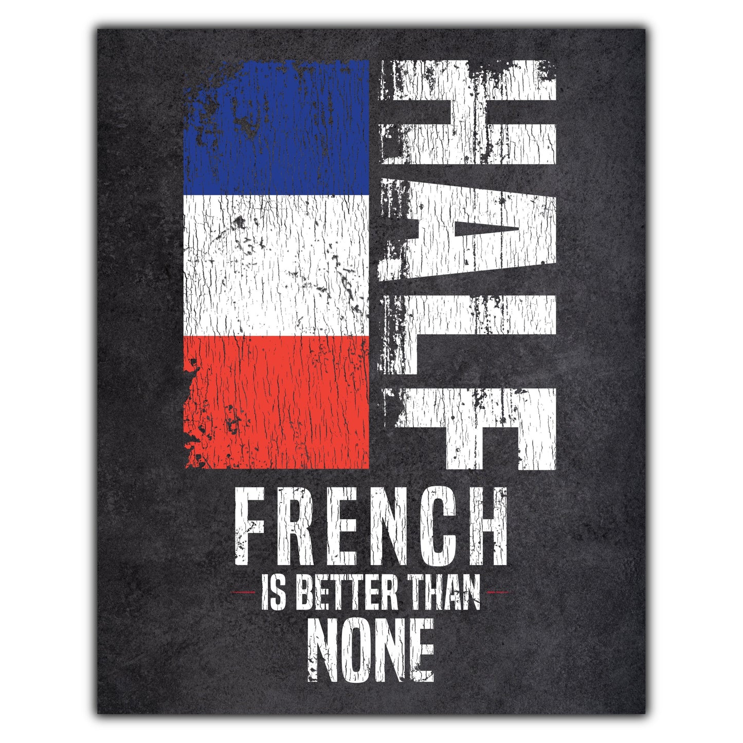 Half French Is Better Than None Funny French Flag 8"x10" Wall Art Print