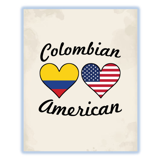 Colombian American Flag Hearts 8"x10" Wall Art Print