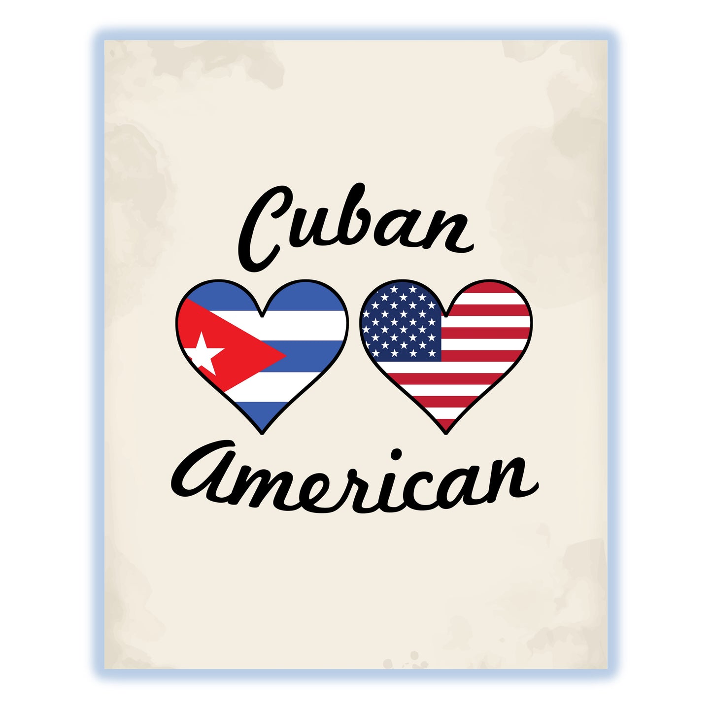 Cuban American Flag Hearts 8"x10" Wall Art Print
