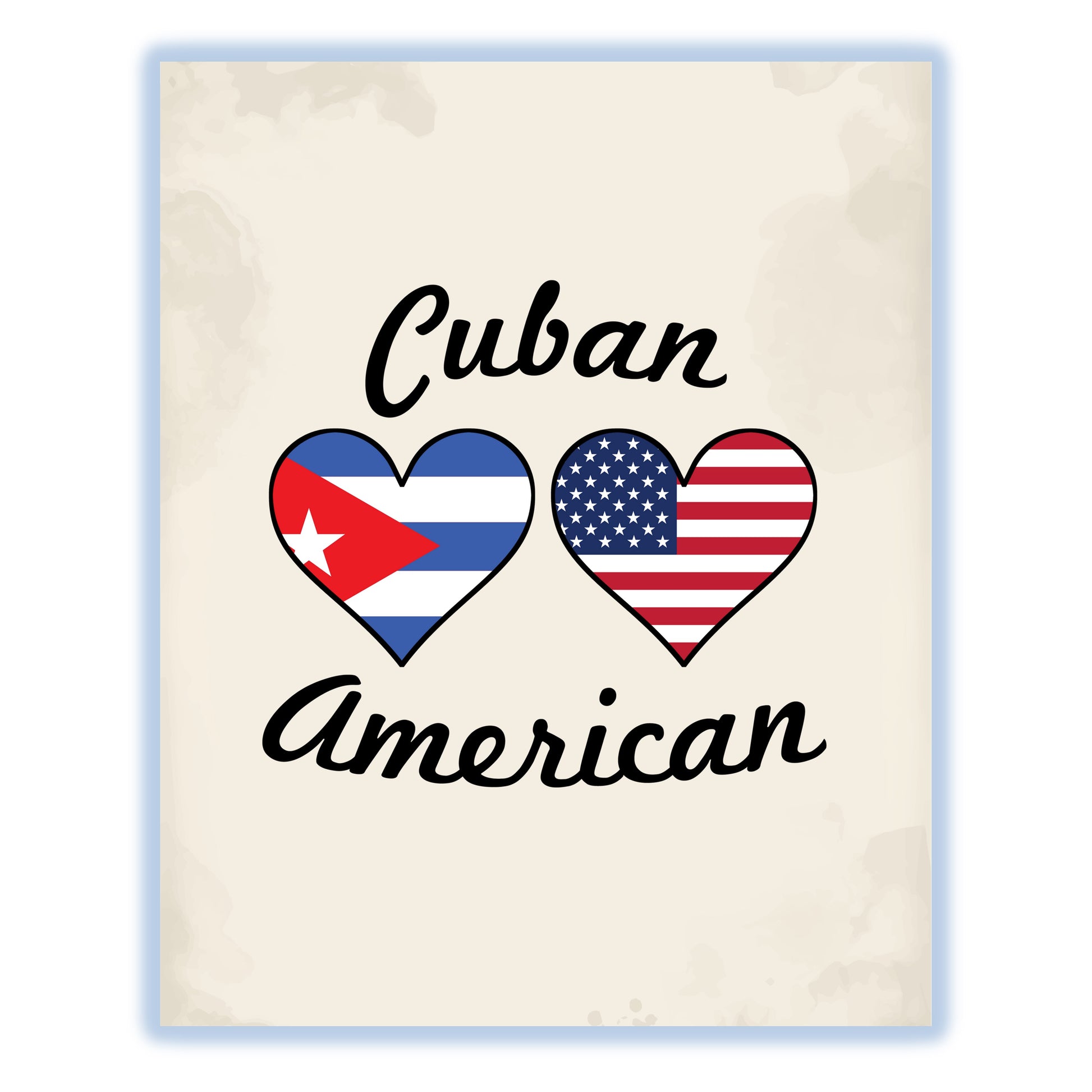 Cuban American Flag Hearts 8"x10" Wall Art Print