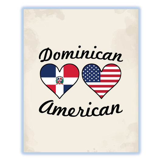 Dominican American Flag Hearts 8"x10" Wall Art Print