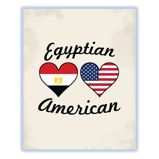Egyptian American Flag Hearts 8"x10" Wall Art Print