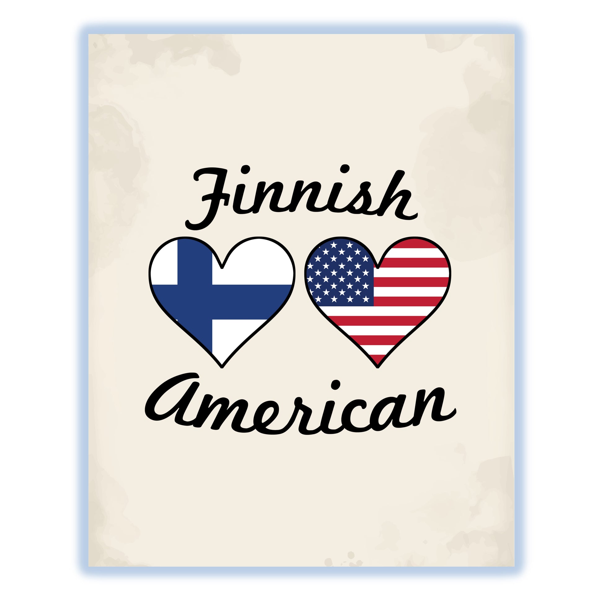 Finnish American Flag Hearts 8"x10" Wall Art Print
