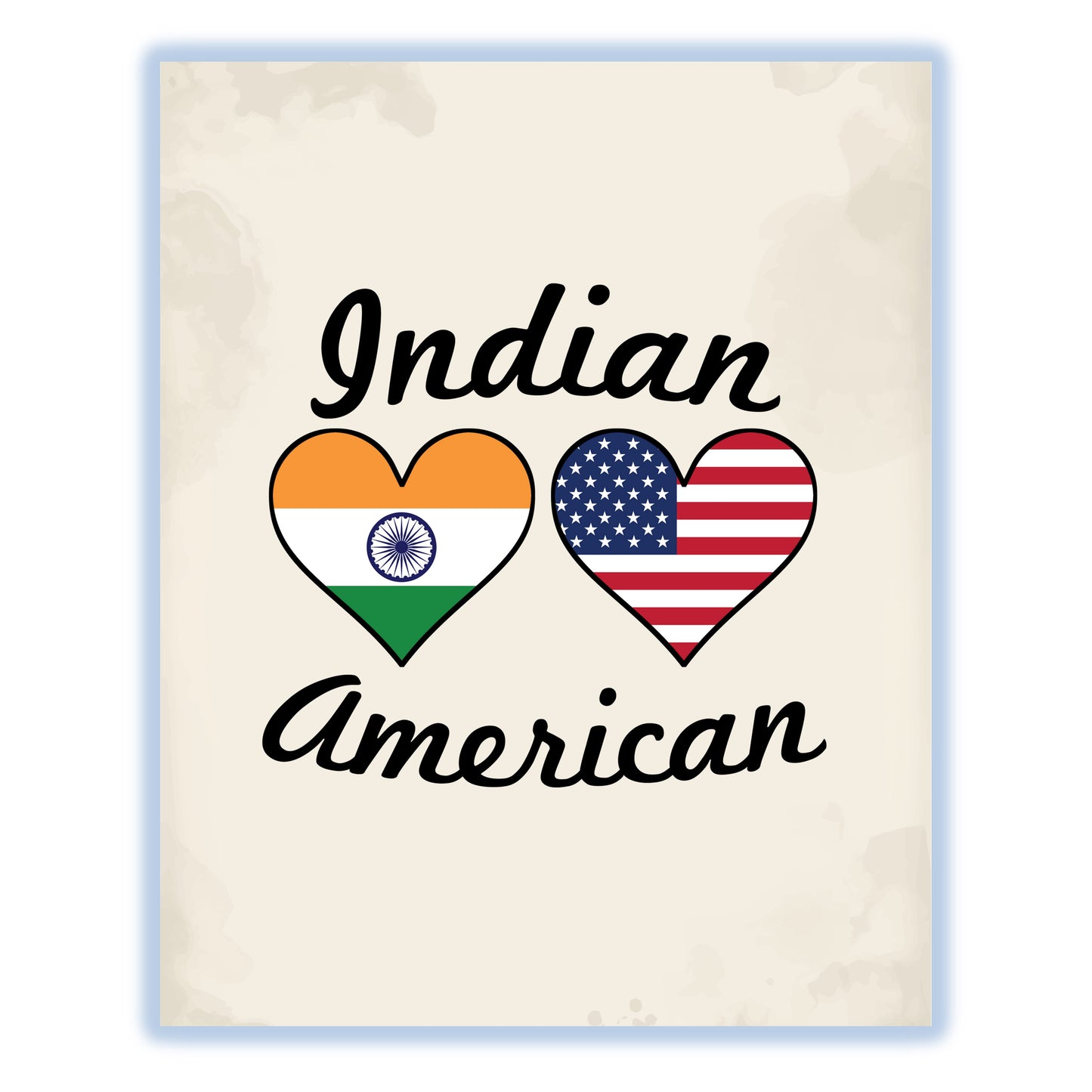 Indian American Flag Hearts 8"x10" Wall Art Print