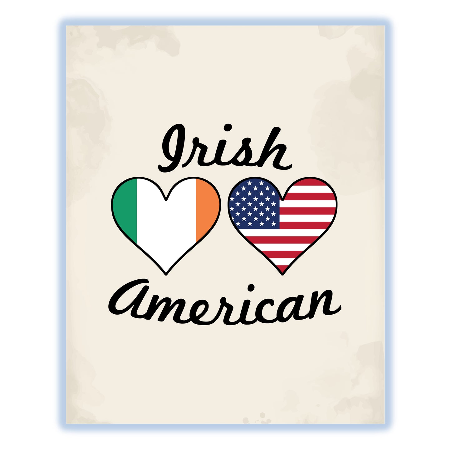 Irish American Flag Hearts 8"x10" Wall Art Print