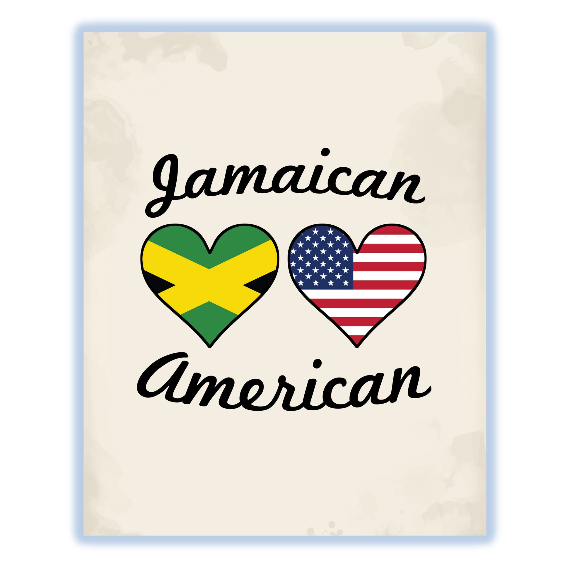 Jamaican American Flag Hearts 8"x10" Wall Art Print