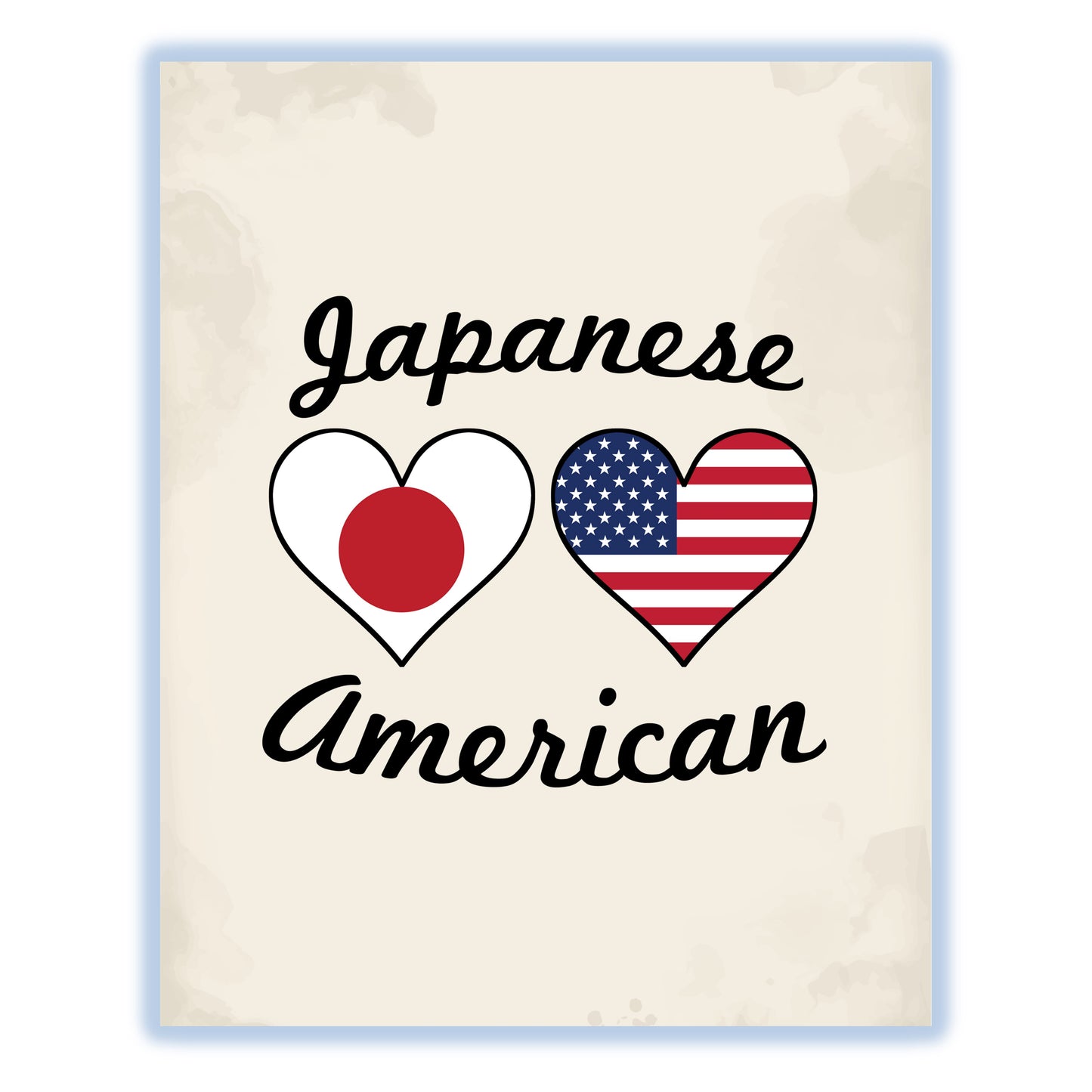 Japanese American Flag Hearts 8"x10" Wall Art Print