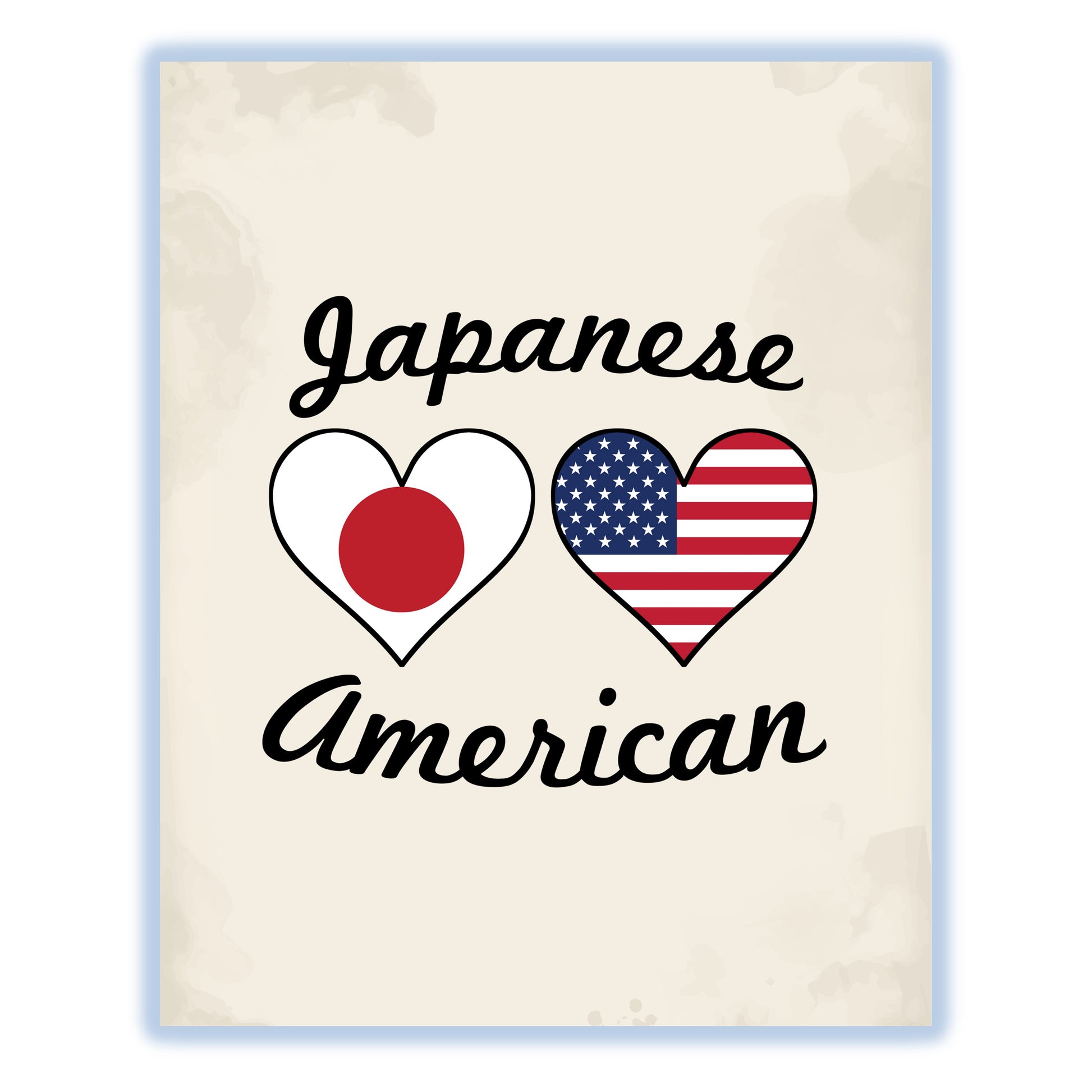 Japanese American Flag Hearts 8"x10" Wall Art Print
