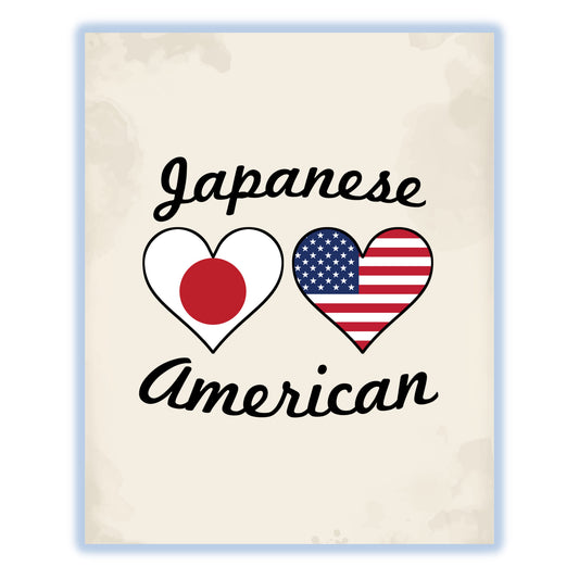 Japanese American Flag Hearts 8"x10" Wall Art Print