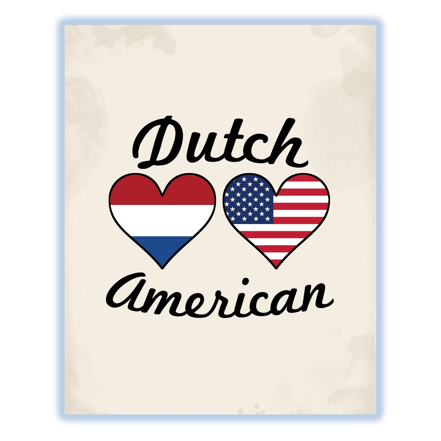 Dutch American Flag Hearts 8"x10" Wall Art Print