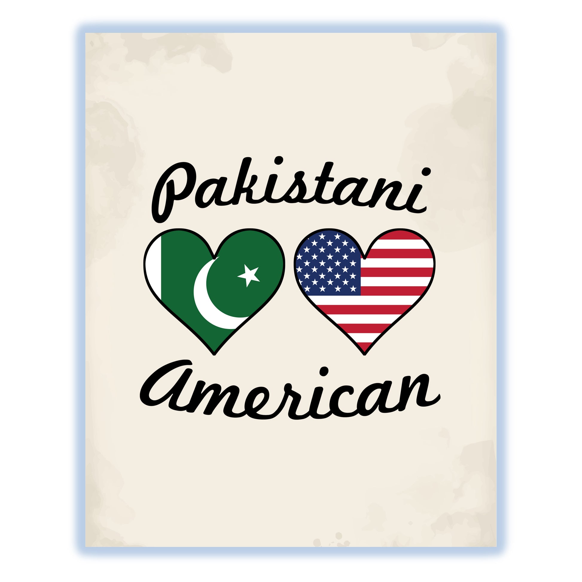 Pakistani American Flag Hearts 8"x10" Wall Art Print