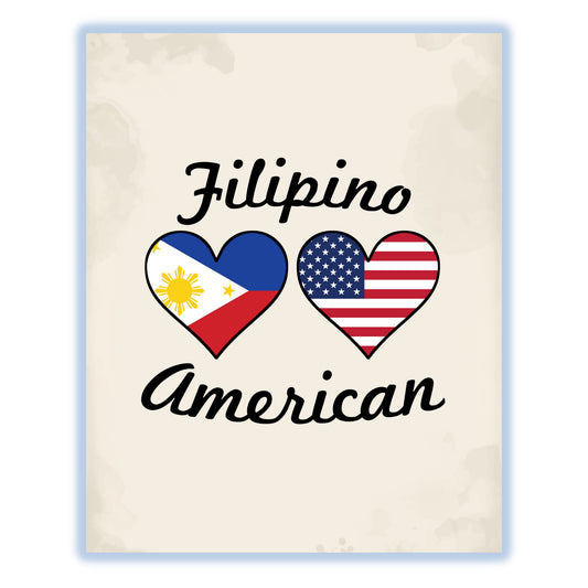 Filipino American Flag Hearts 8"x10" Wall Art Print