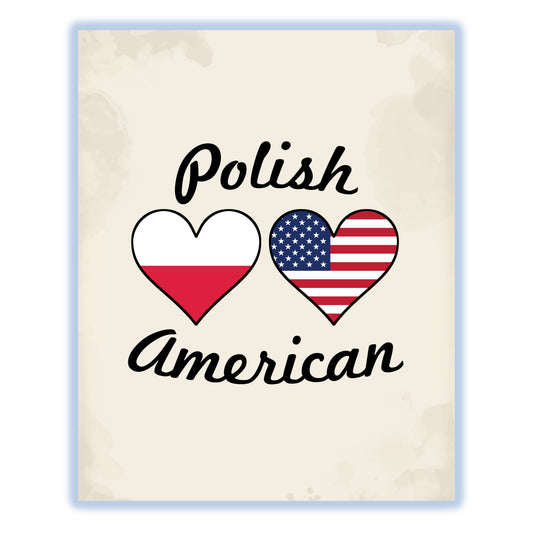 Polish American Flag Hearts 8"x10" Wall Art Print