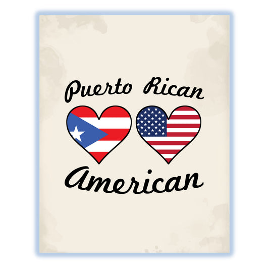 Puerto Rican American Flag Hearts 8"x10" Wall Art Print