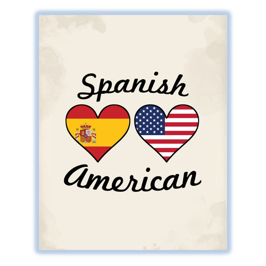 Spanish American Flag Hearts 8"x10" Wall Art Print