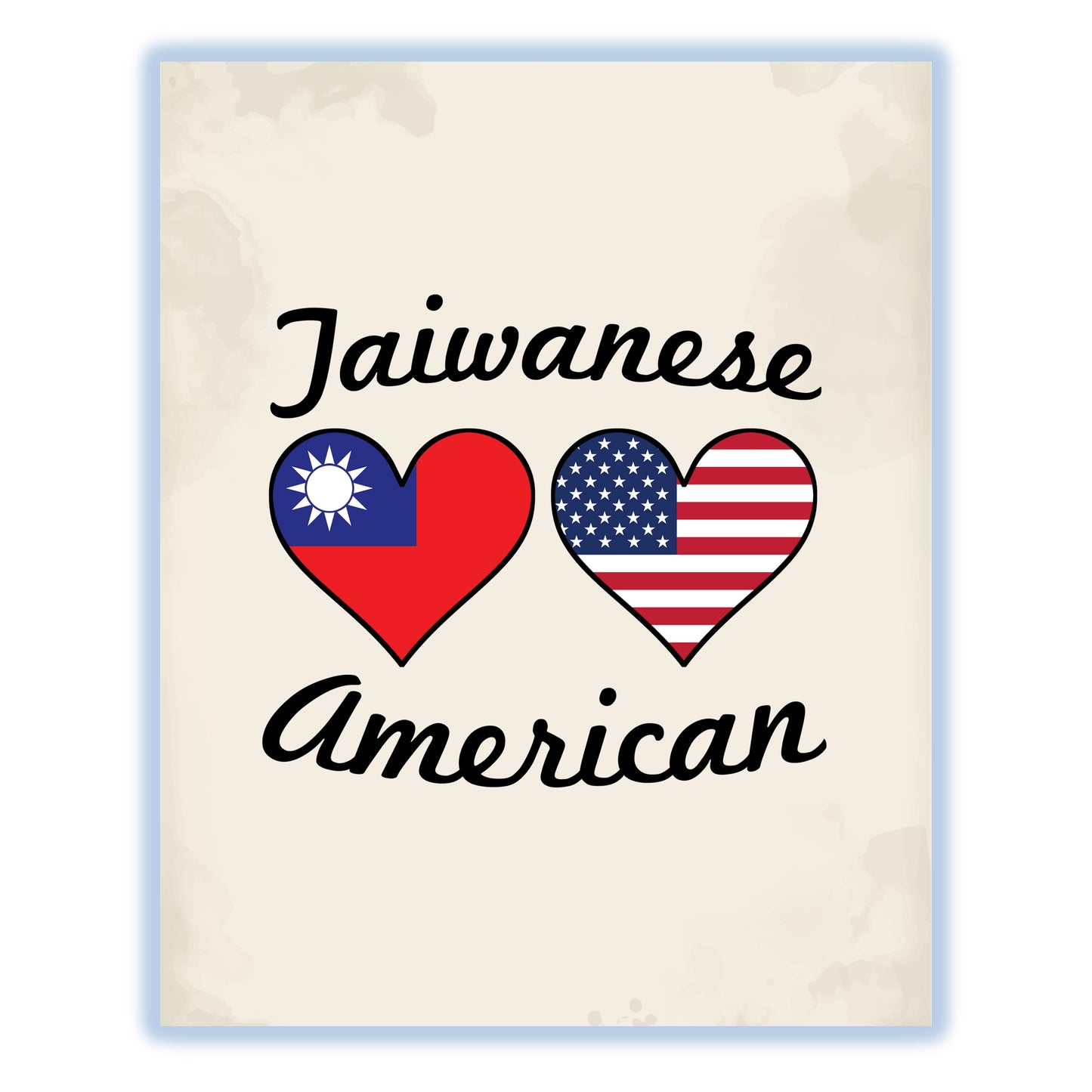 Taiwanese American Flag Hearts 8"x10" Wall Art Print