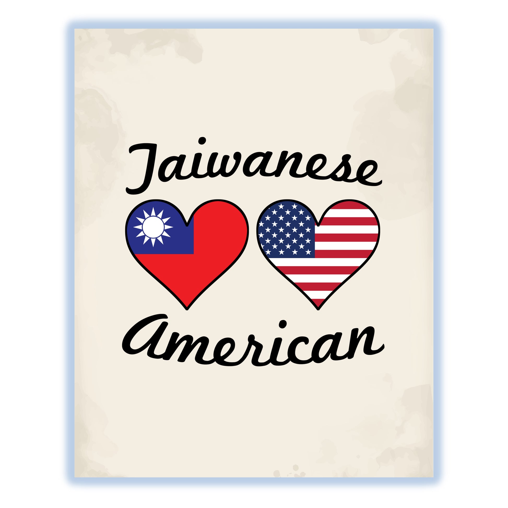 Taiwanese American Flag Hearts 8"x10" Wall Art Print