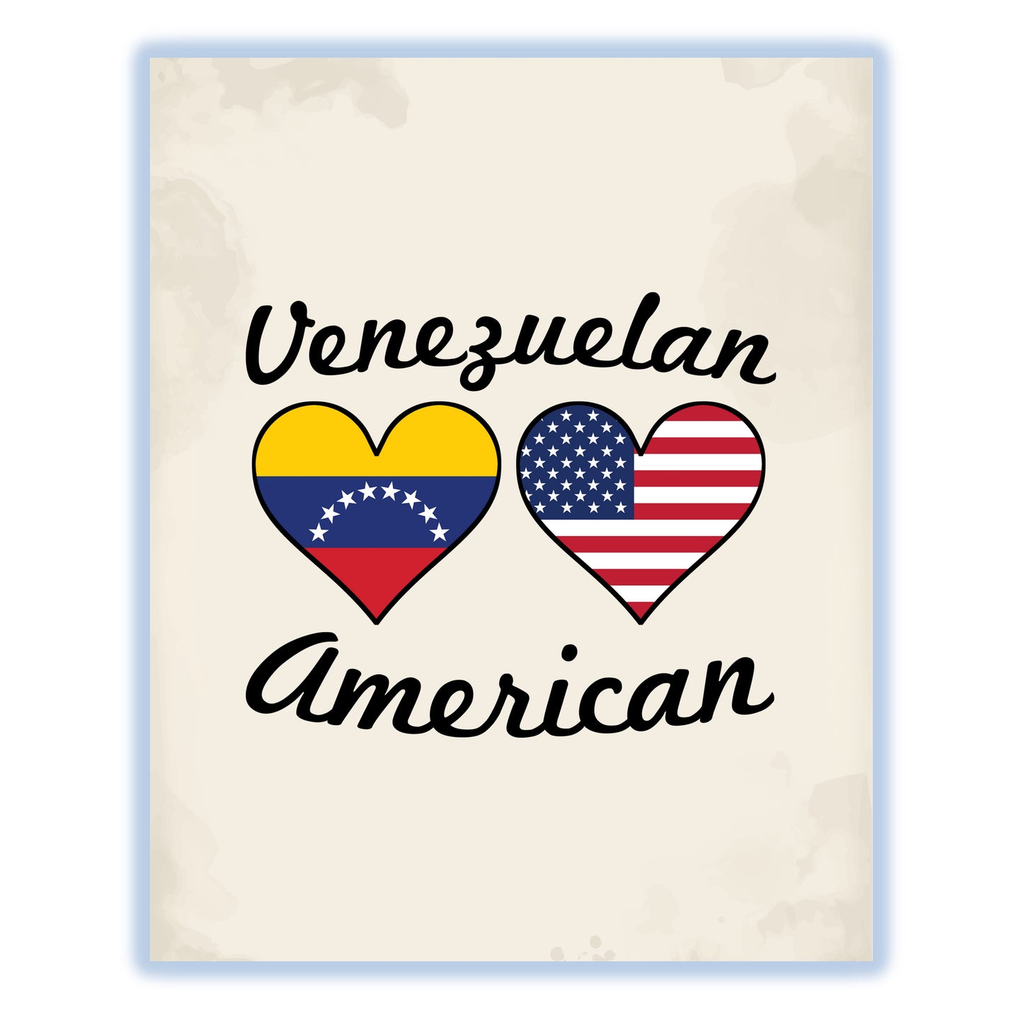 Venezuelan American Flag Hearts 8"x10" Wall Art Print