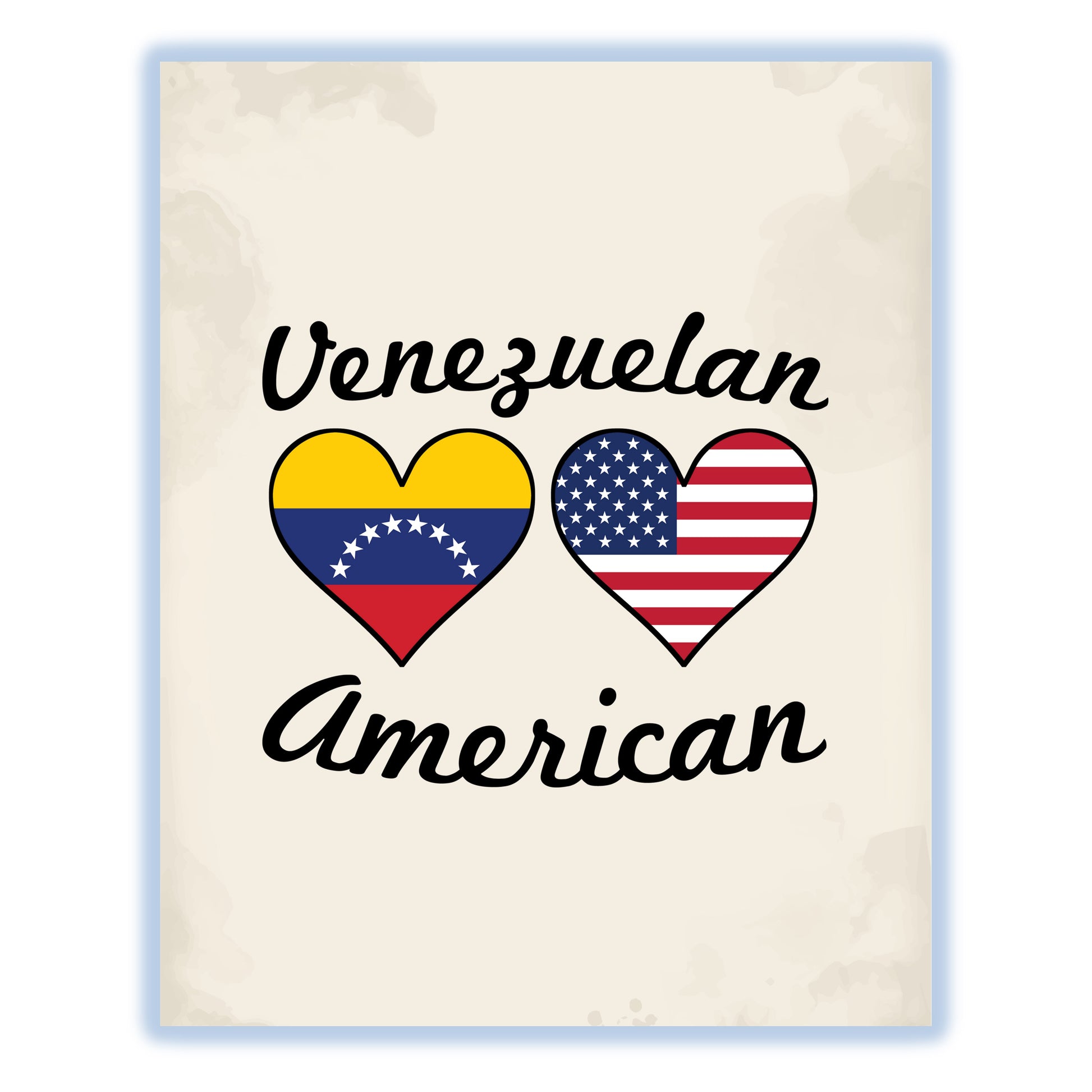 Venezuelan American Flag Hearts 8"x10" Wall Art Print