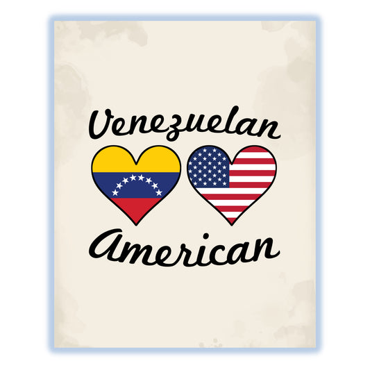 Venezuelan American Flag Hearts 8"x10" Wall Art Print