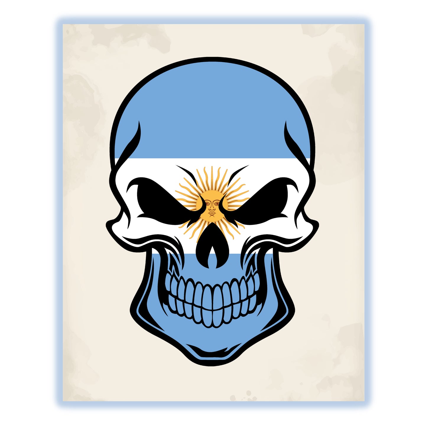 Argentinian Flag Argentina Skull Cool 8"x10" Wall Art Print