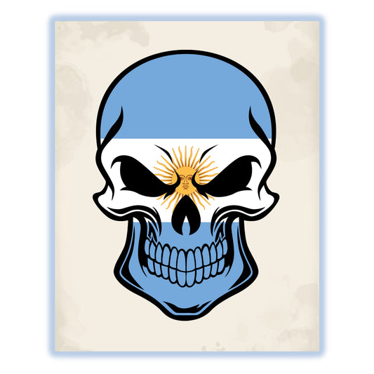 Argentinian Flag Argentina Skull Cool 8"x10" Wall Art Print