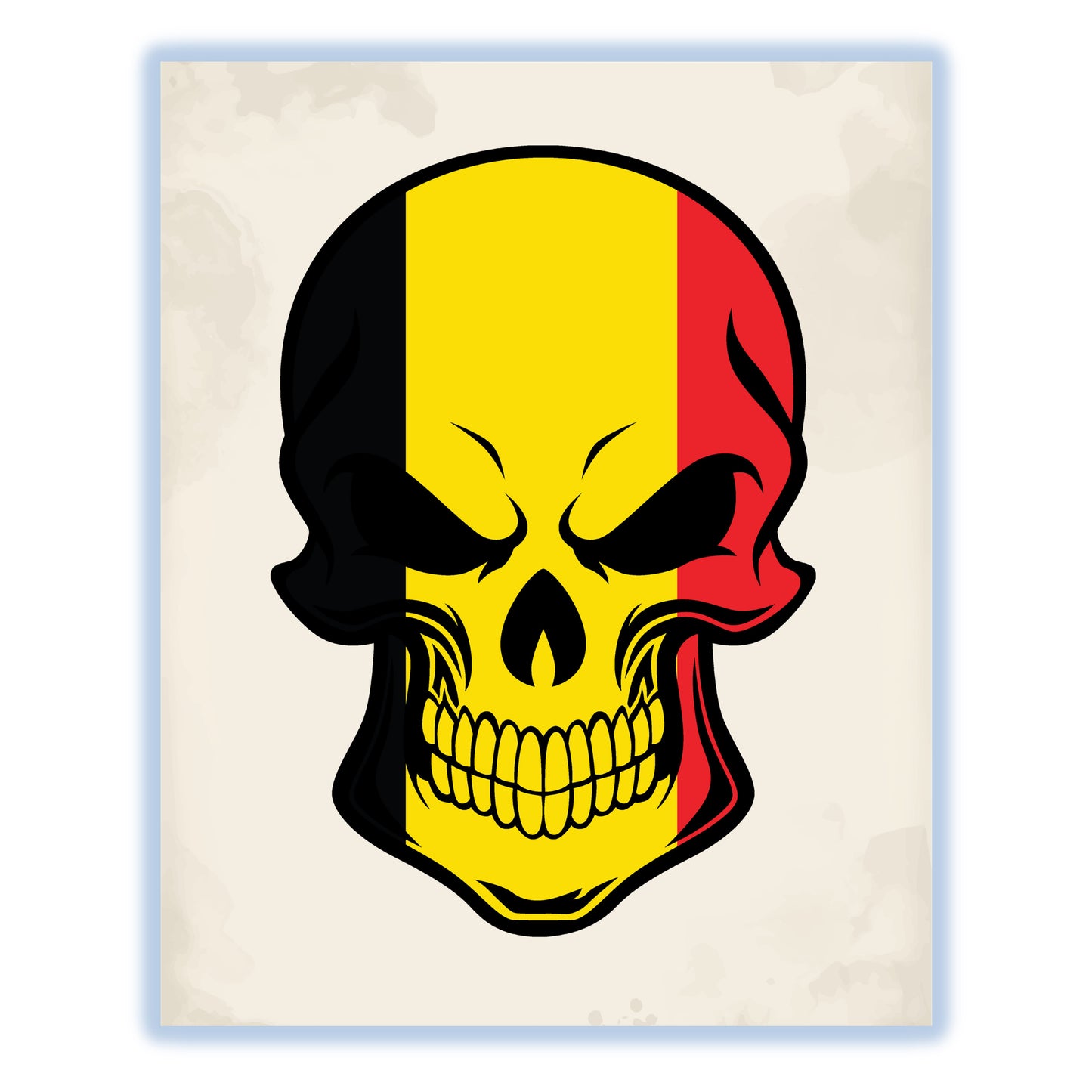 Belgian Flag Belgium Skull Cool 8"x10" Wall Art Print