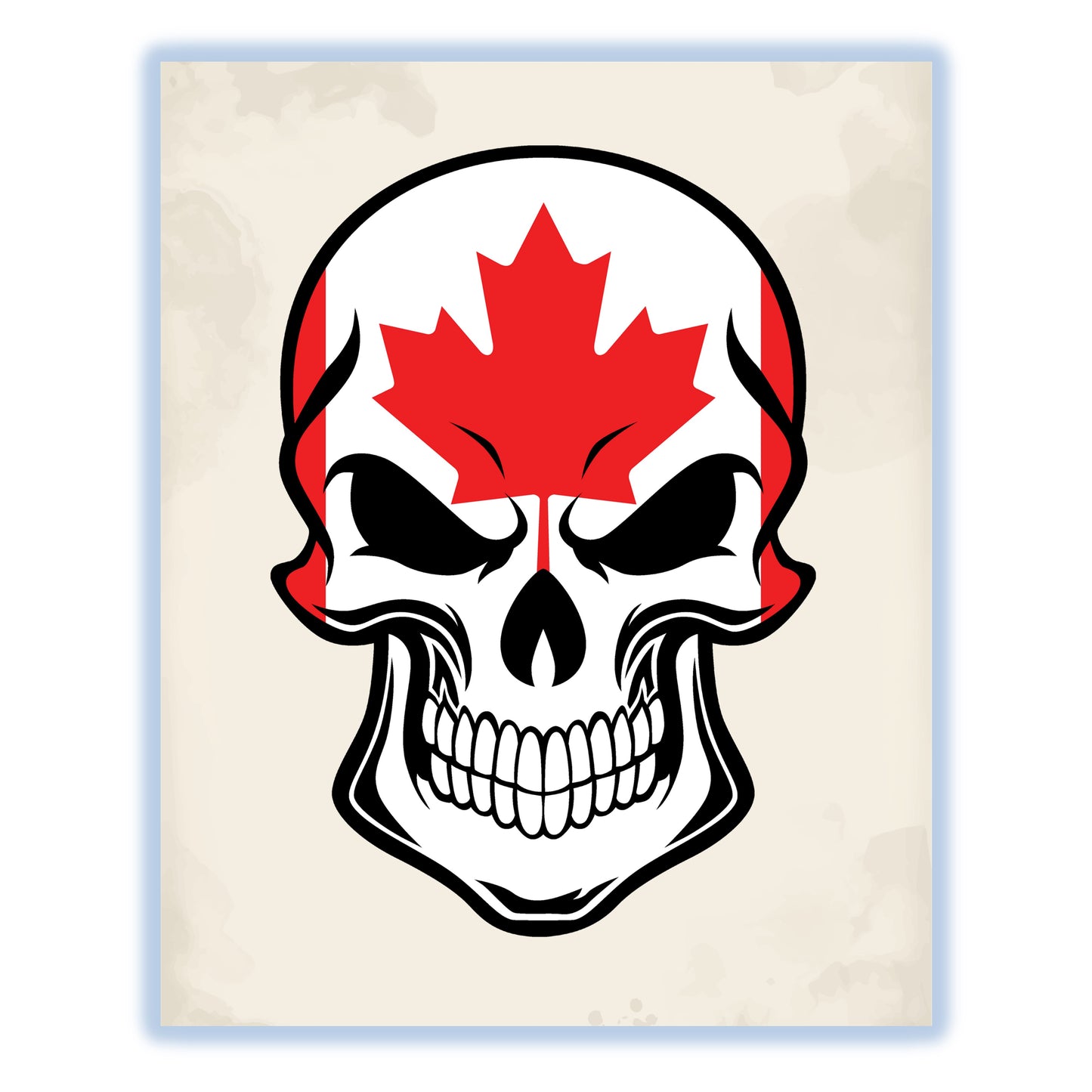 Canadian Flag Canada Skull Cool 8"x10" Wall Art Print