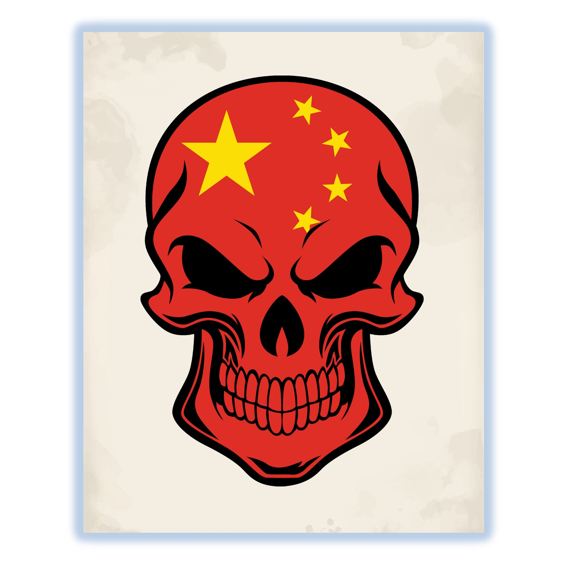 Chinese Flag China Skull Cool 8"x10" Wall Art Print