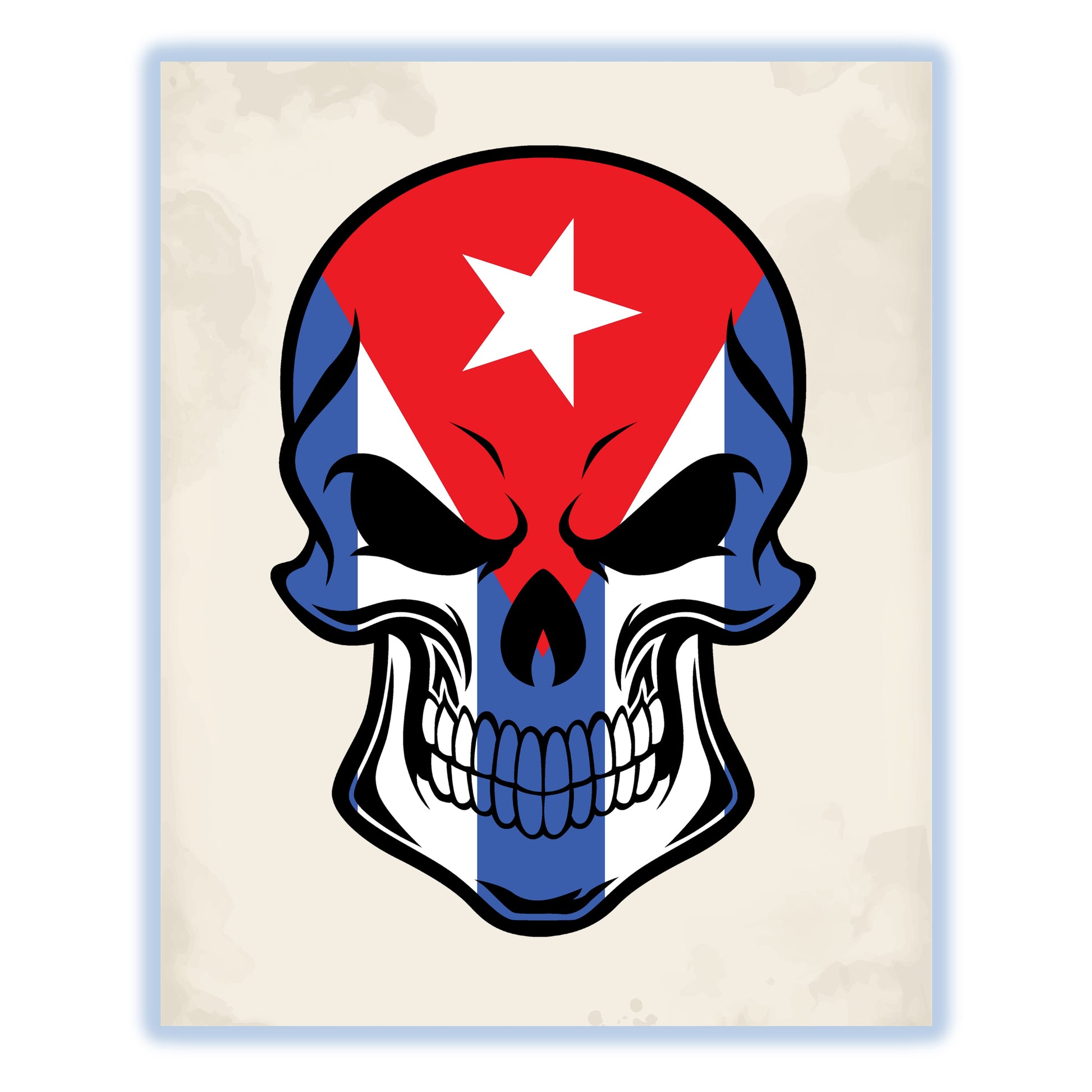 Cuban Flag Cuba Skull Cool 8"x10" Wall Art Print