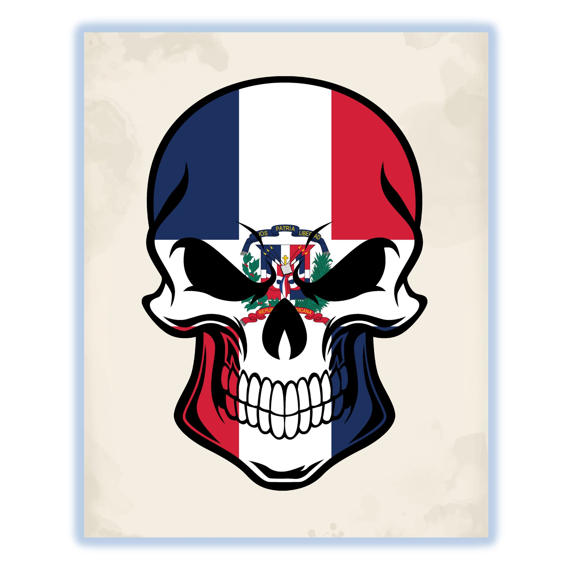 Dominican Flag Dominican Republic Skull Cool 8"x10" Wall Art Print