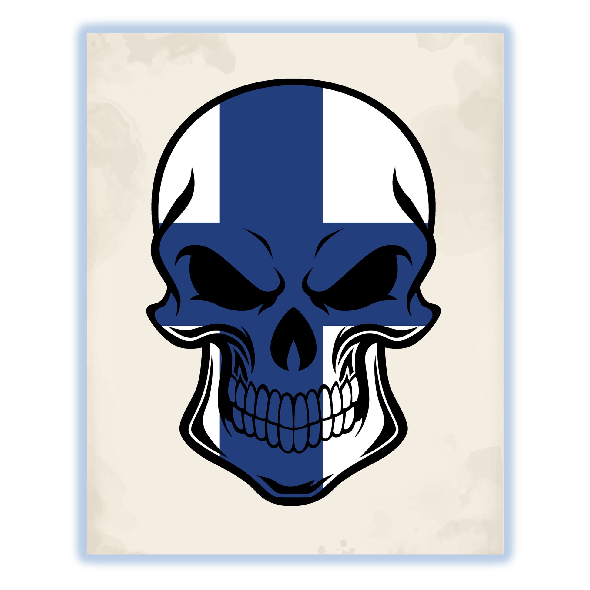 Finnish Flag Finland Skull Cool 8"x10" Wall Art Print