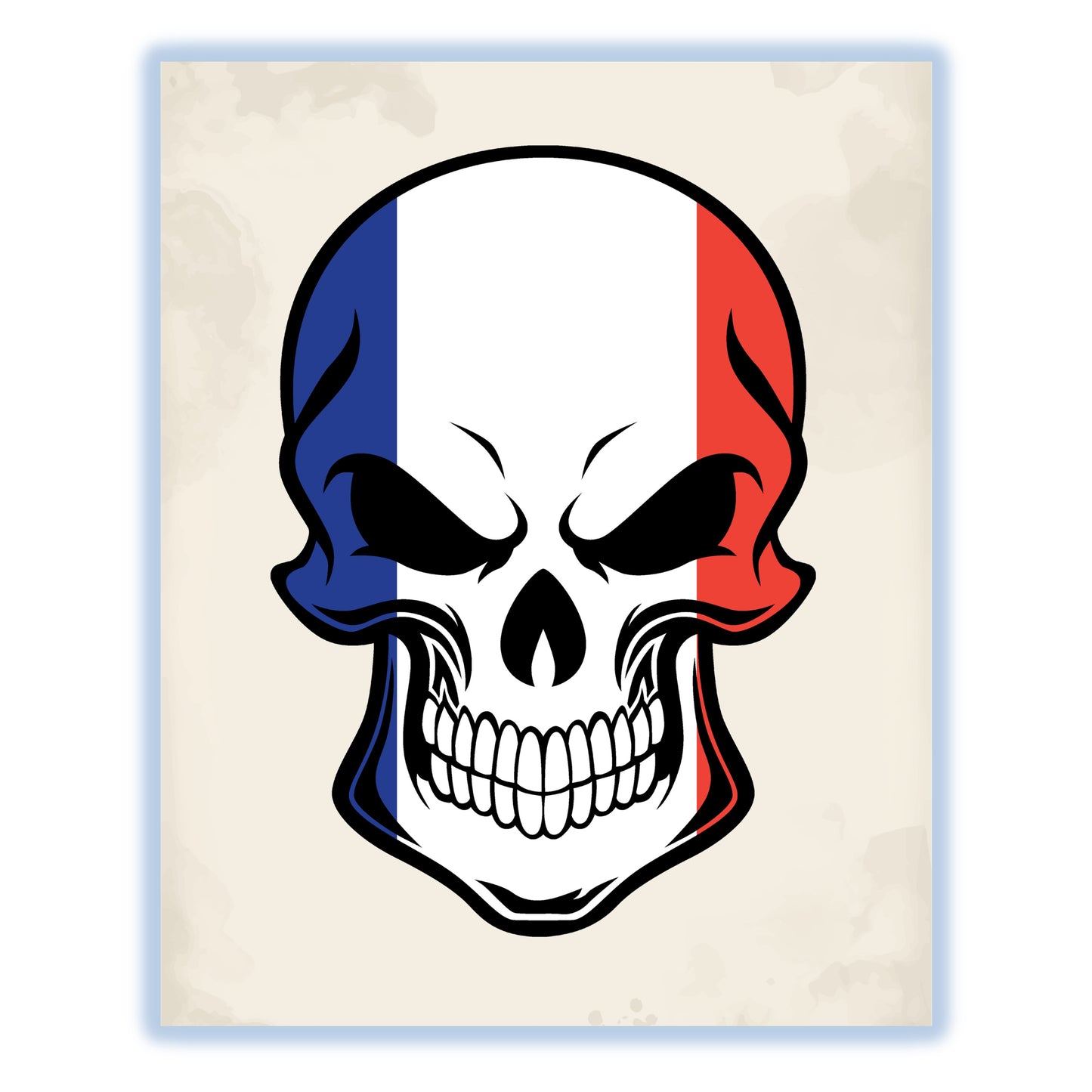 French Flag France Skull Cool 8"x10" Wall Art Print