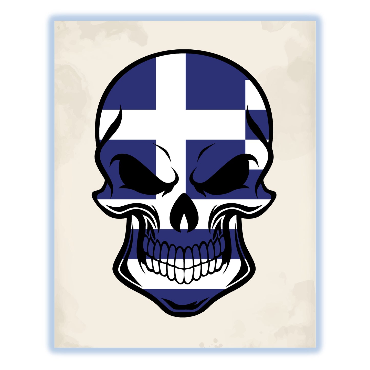 Greek Flag Greece Skull Cool 8"x10" Wall Art Print