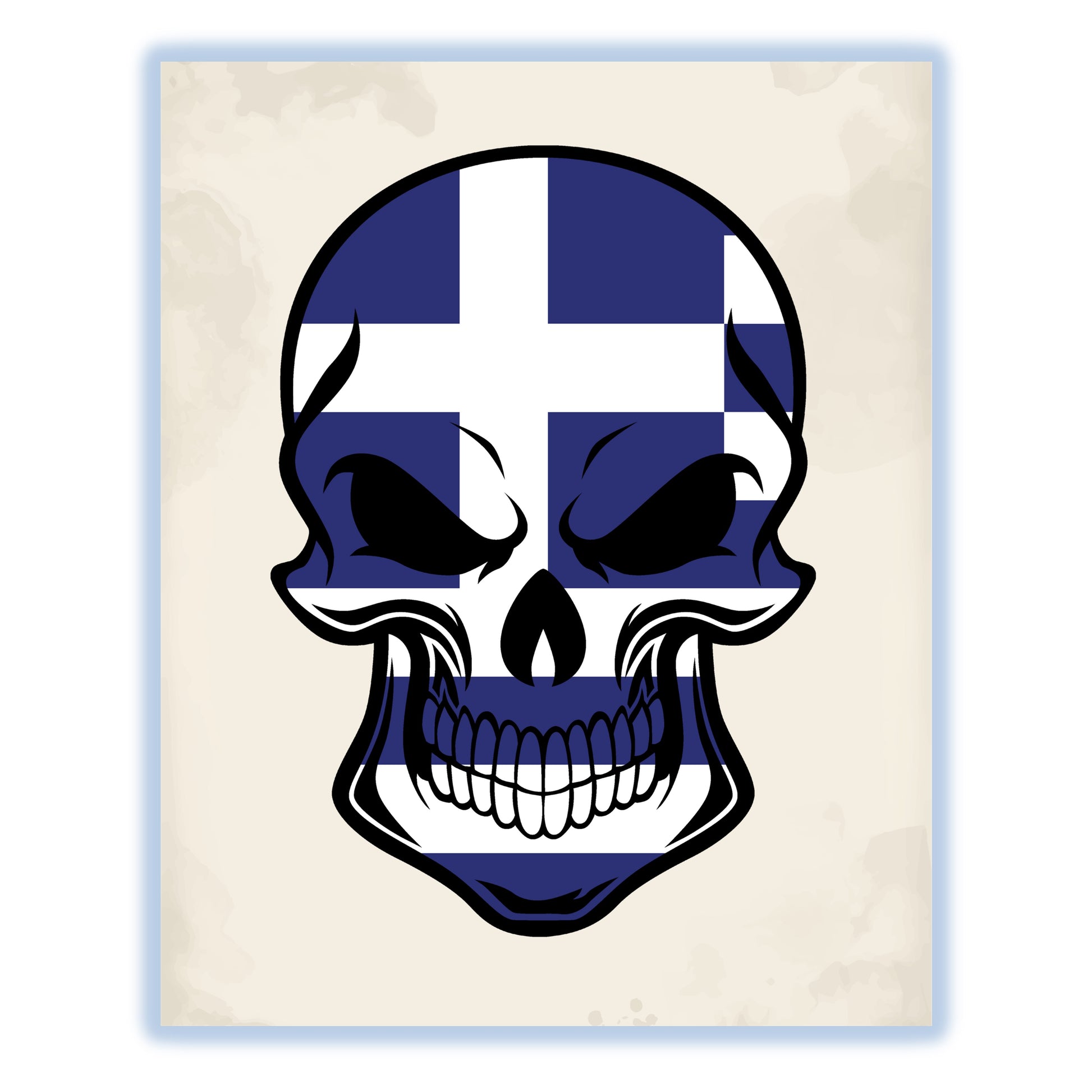 Greek Flag Greece Skull Cool 8"x10" Wall Art Print