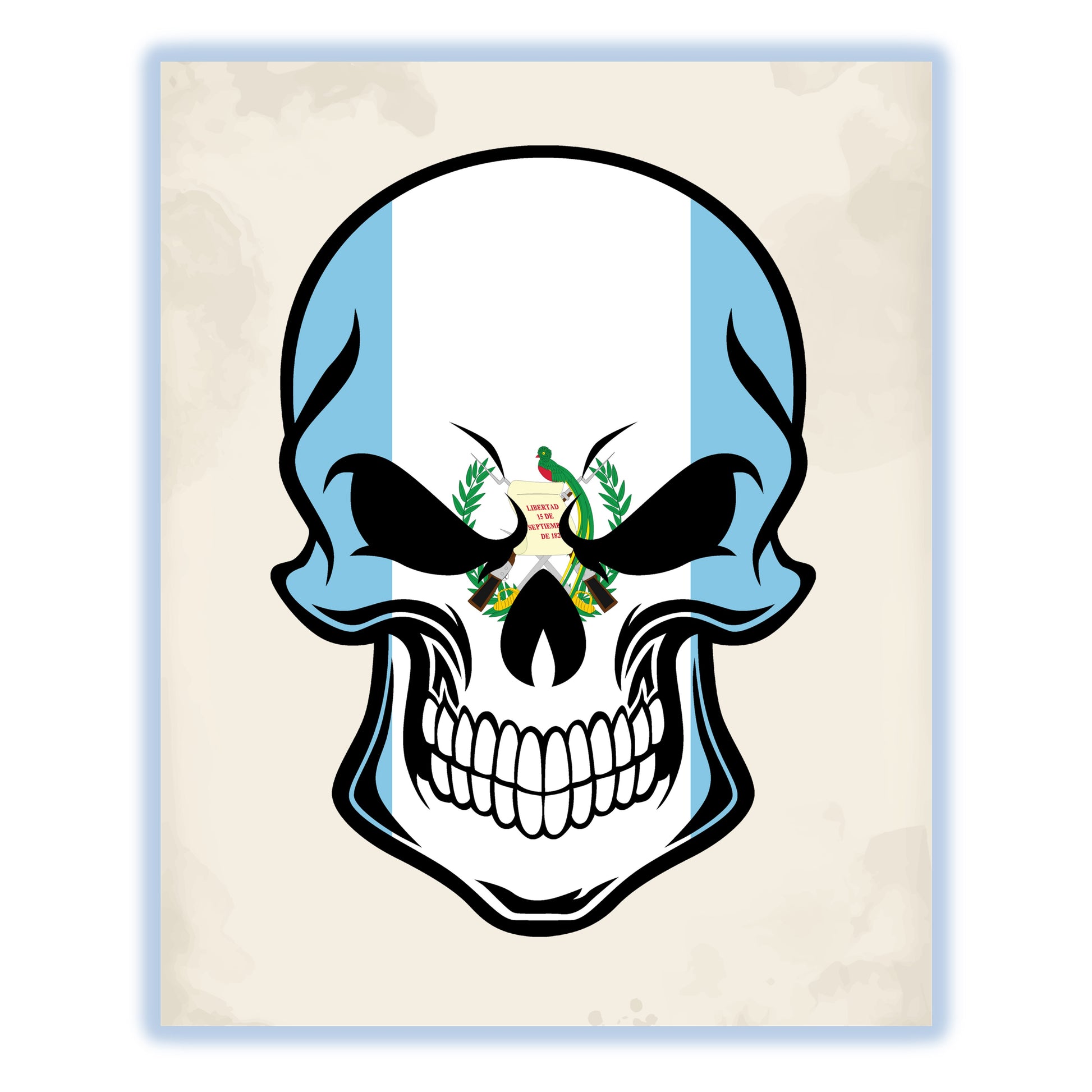 Guatemalan Flag Guatemala Skull Cool 8"x10" Wall Art Print
