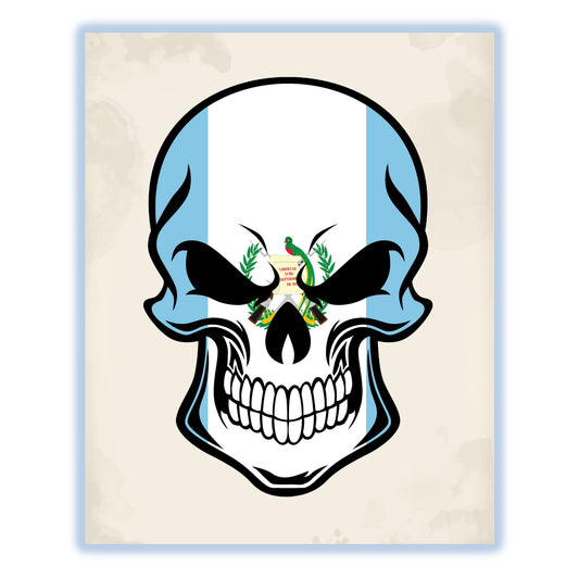 Guatemalan Flag Guatemala Skull Cool 8"x10" Wall Art Print
