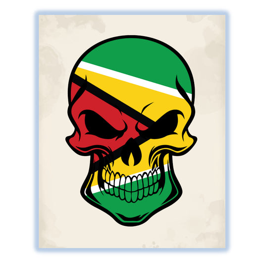 Guyanese Flag Guyana Skull Cool 8"x10" Wall Art Print